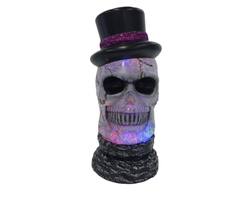 Halloween Glowing Skull Top Hat Glitter Lantern
