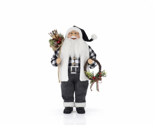 Buffalo Plaid Santa Figurine