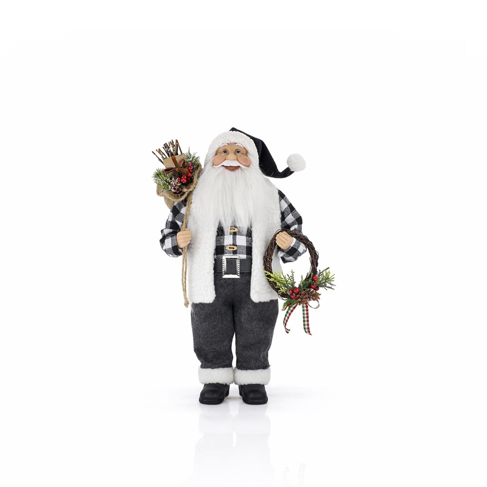 Buffalo Plaid Santa Figurine