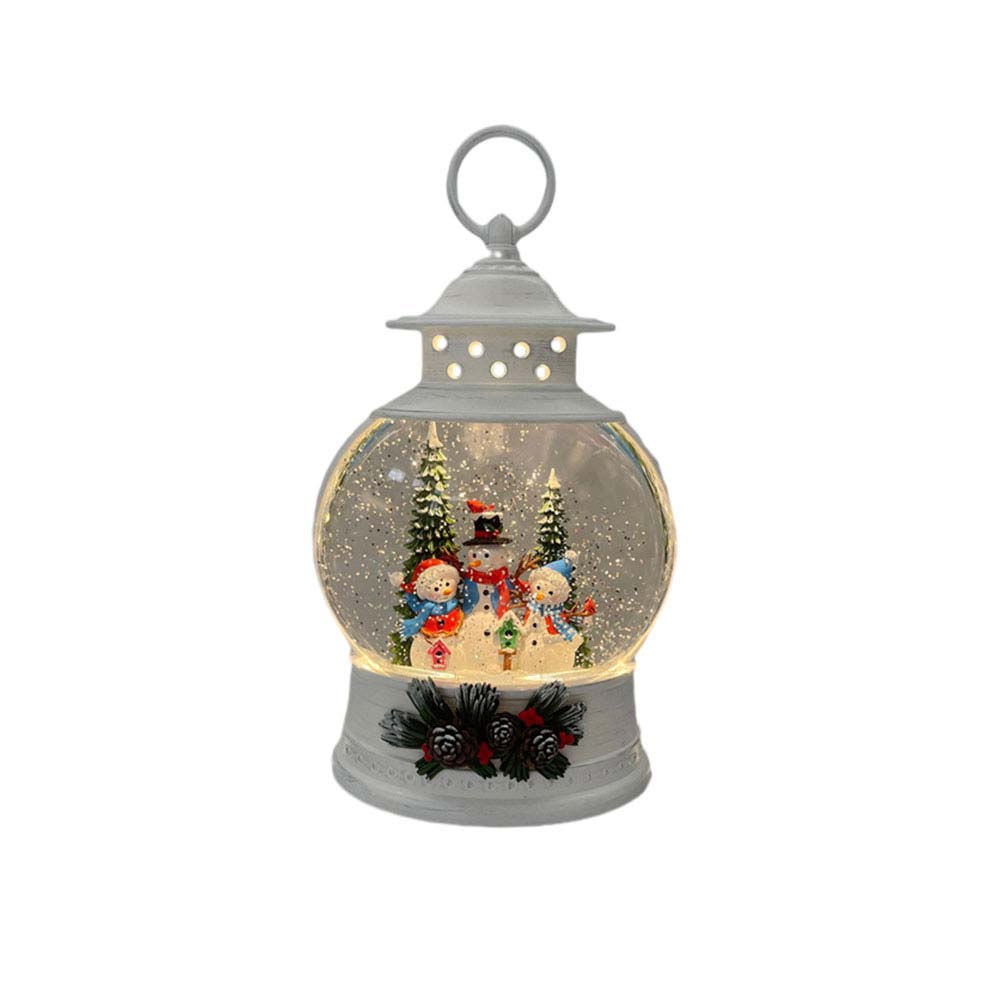 Christmas-Lantern-Snow-Globe-with-Cheerful-Snowmen-Scene Christmas Lantern Snow Globe with Cheerful Snowmen Scene
