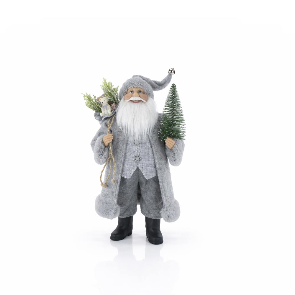 Grey Winter Santa Figurine
