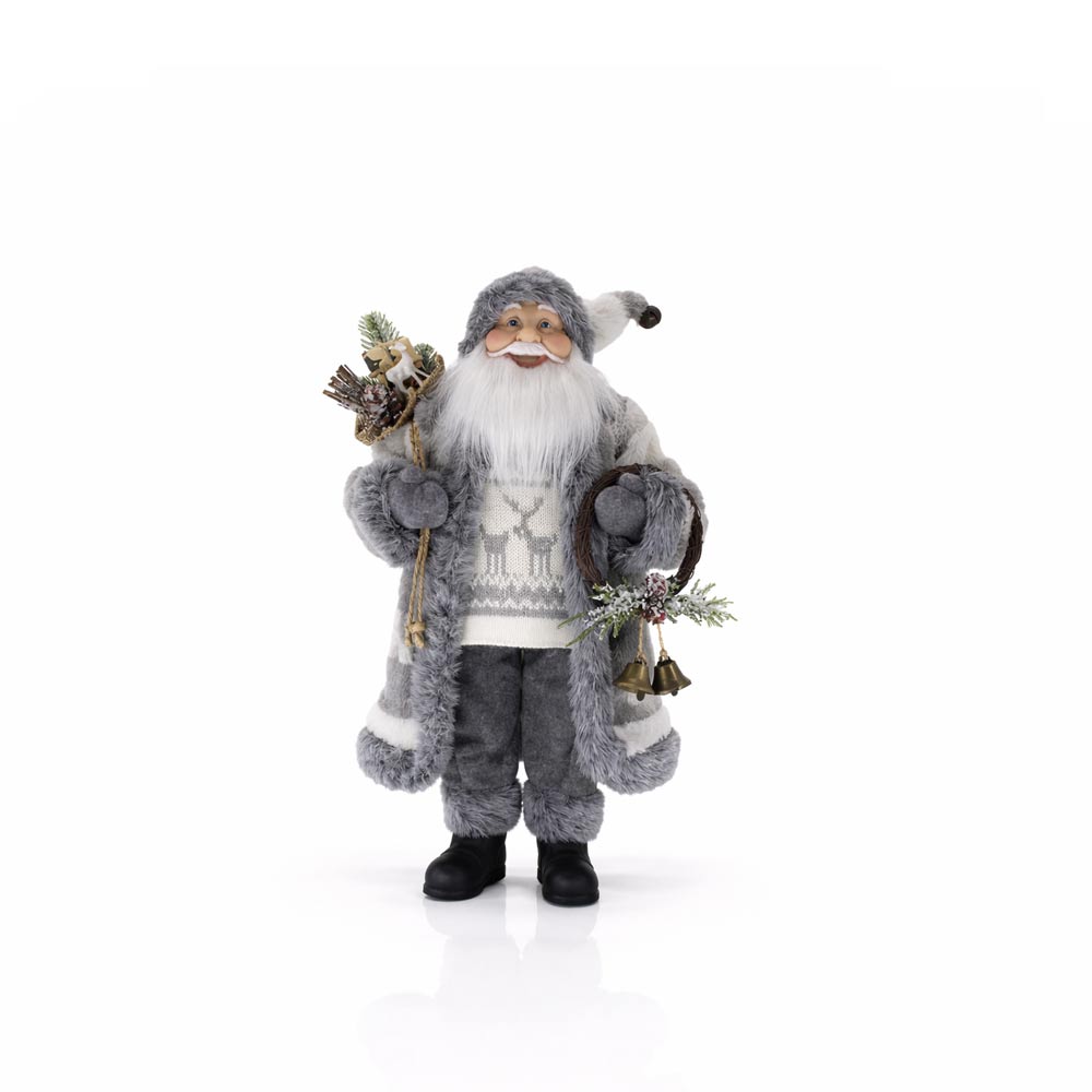 Grey Woodland Santa Figurine