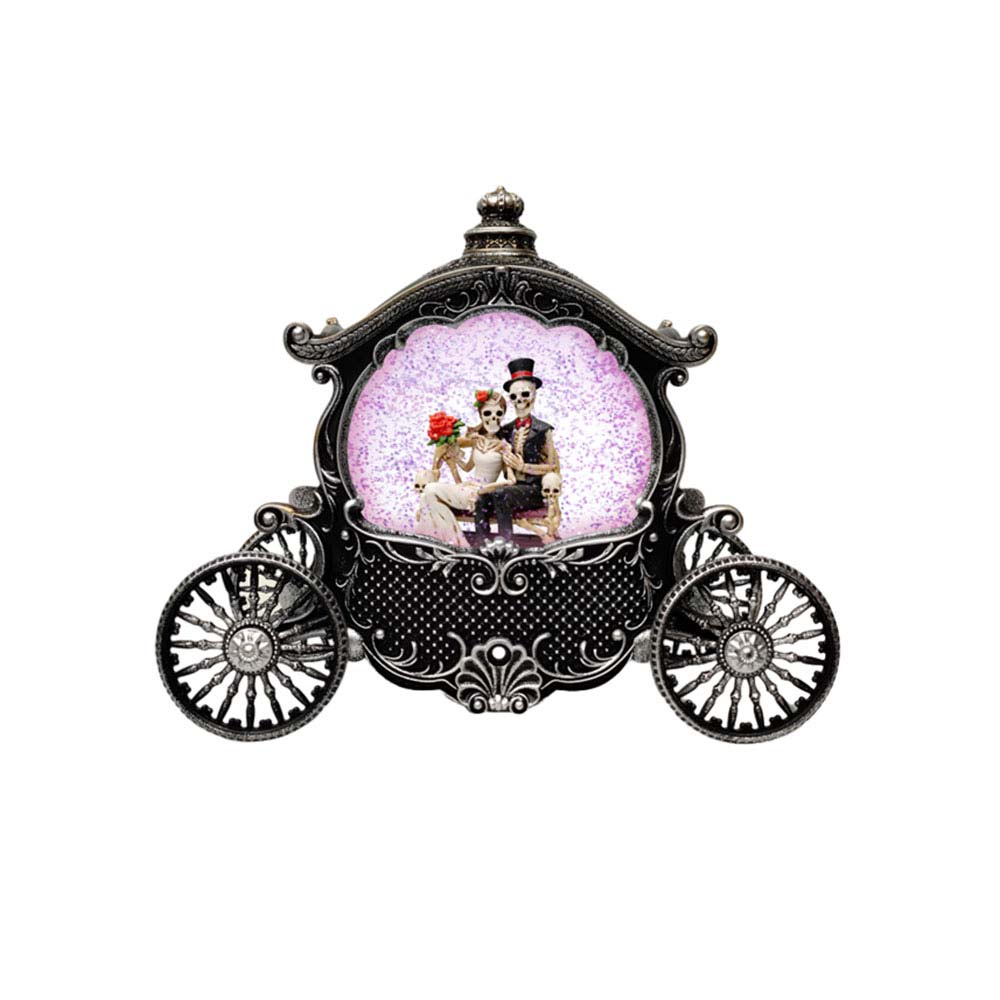 Halloween-Skeleton-Couple-Carriage-Snow-Globe Halloween Skeleton Couple Carriage Snow Globe