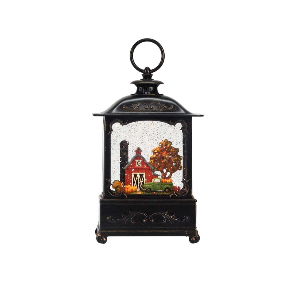 Harvest-LED-Glitter-Lantern-with-Red-Barn-Scene Harvest LED Glitter Lantern with Red Barn Scene