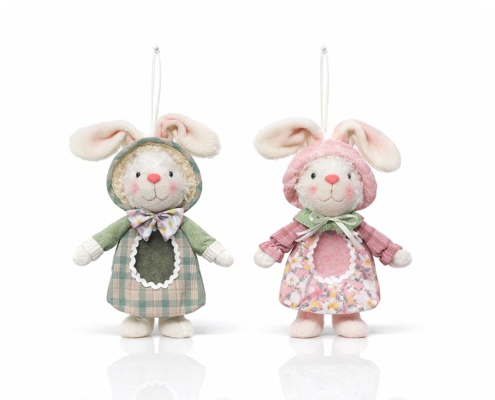 Pastel Easter Bunny Ornament Set