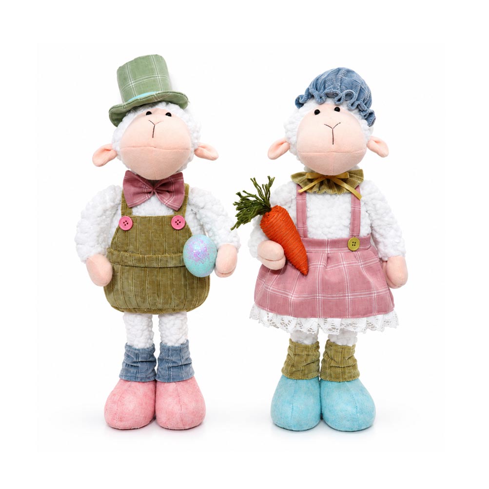 Spring Easter Sheep Couple Plush Decorations – 2-Piece Set