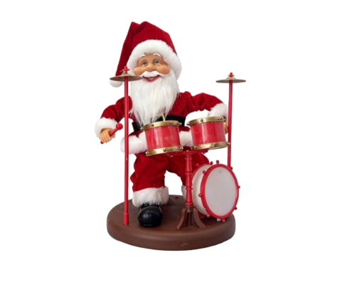 Christmas Animated Drumming Santa Claus Figurine