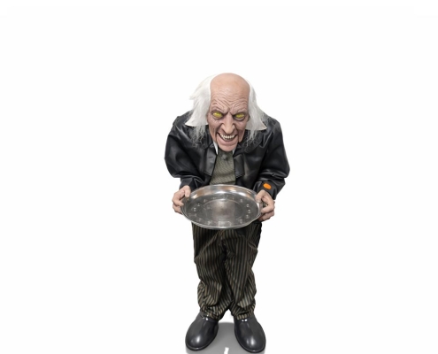 Animated Creepy Butler Serving Tray Halloween Prop