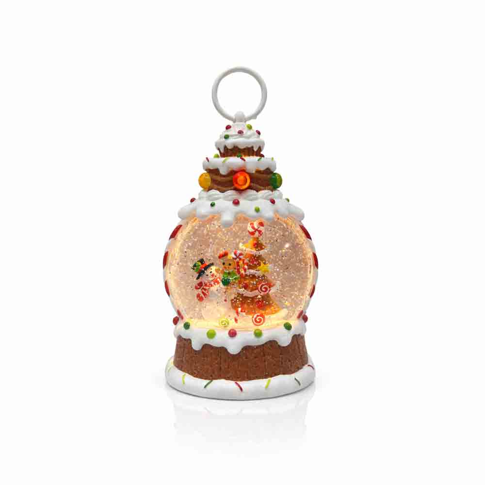 Christmas Gingerbread Glitter Globe Lantern