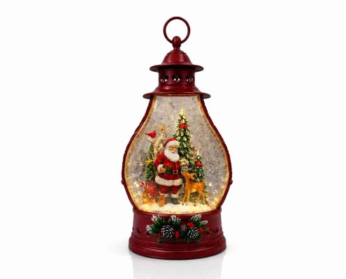 Lighted Santa Winter Scene Lantern