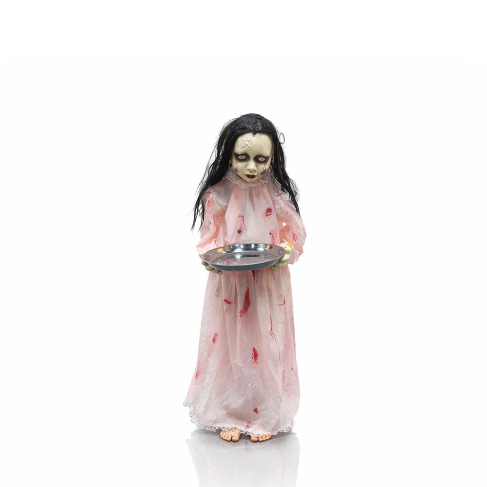 Halloween Animated Ghost Girl Candy Bowl Holder