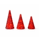 Illuminated Red Glass Christmas Tree Set