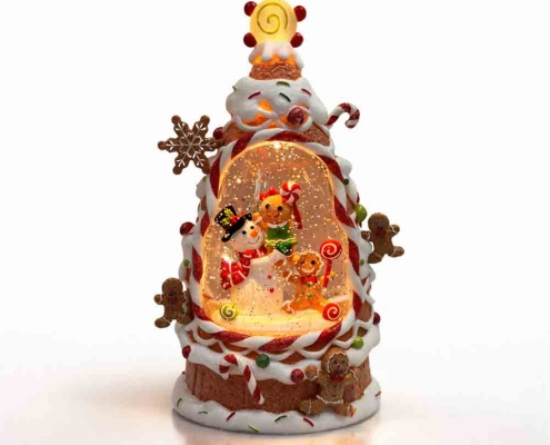 Lighted Gingerbread Christmas Water Lantern