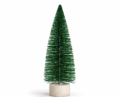 Artificial-Green-Bottle-Brush-Christmas-Tree-with-Wooden-Base