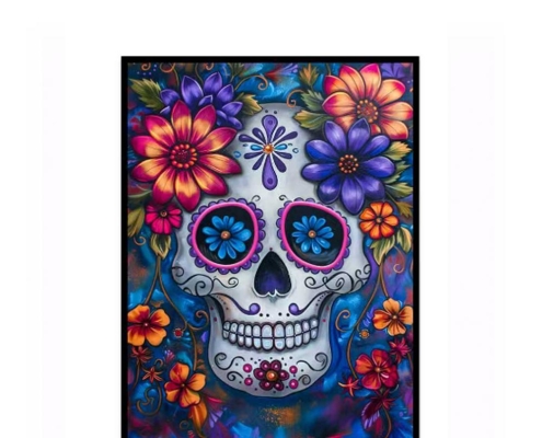 Colorful Floral Sugar Skull Wall Art