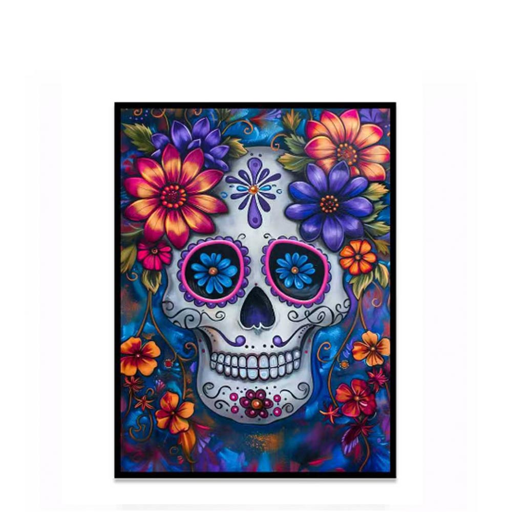 Colorful Floral Sugar Skull Wall Art