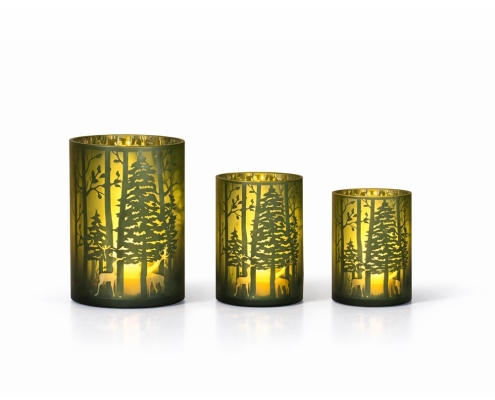 Frosted Woodland Glow Candle Set