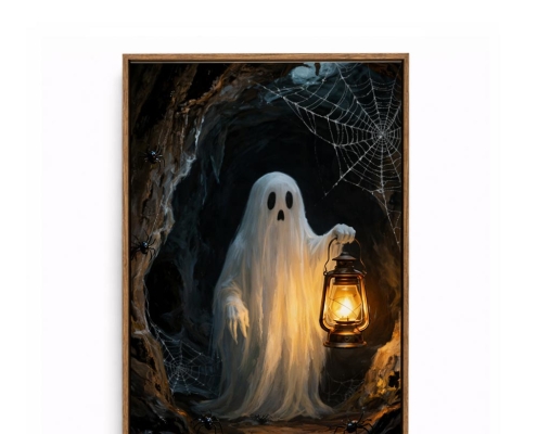 Halloween Ghost Lantern Wall Art