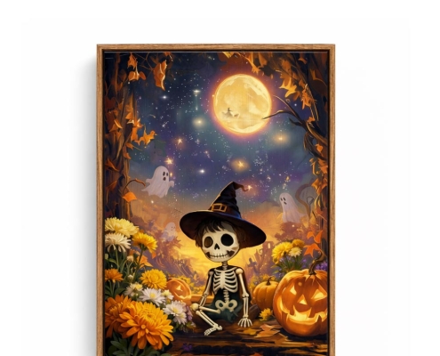 Moonlit Halloween Skeleton Wall Decor