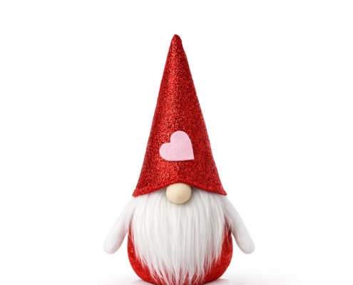 Red Glitter Valentine Plush Gnome