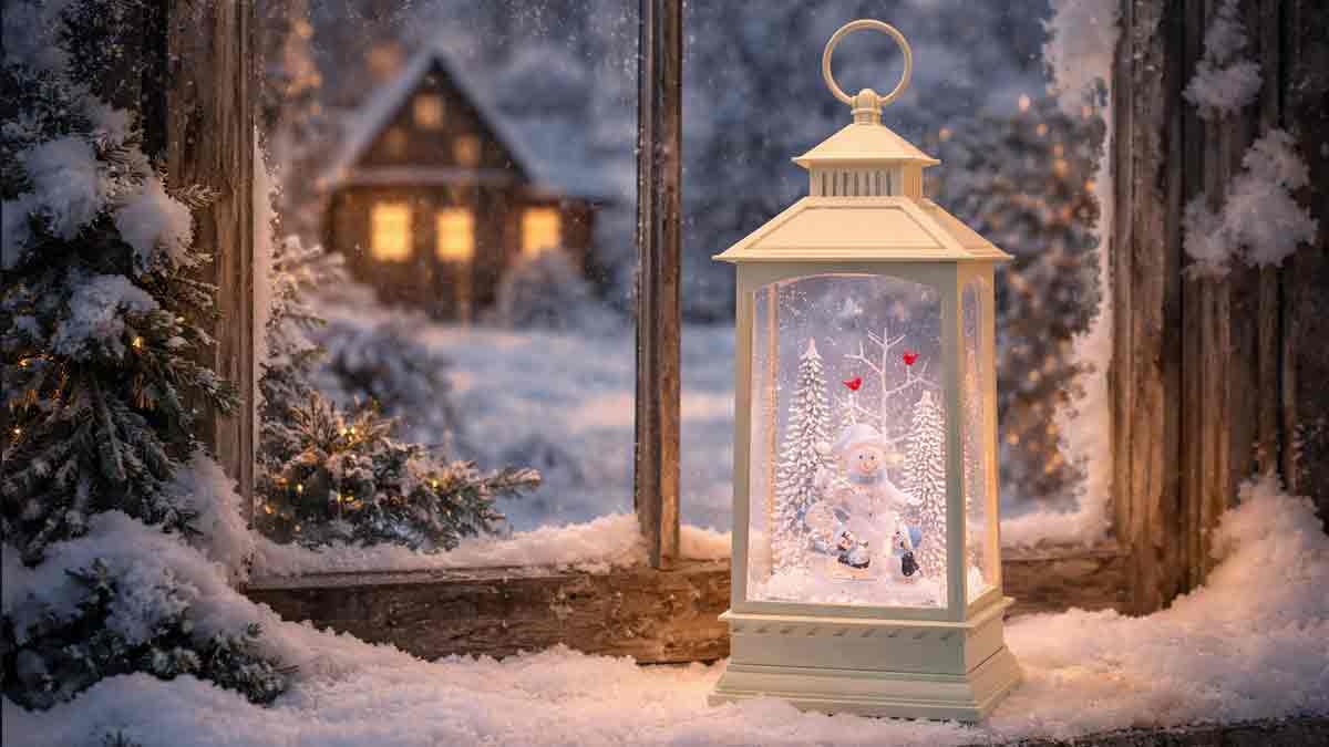 SYL Christmas Glitter Lantern with Led and music