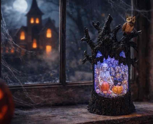 SYL Halloween Glitter Lantern with Light & Swirling Glitter Effect