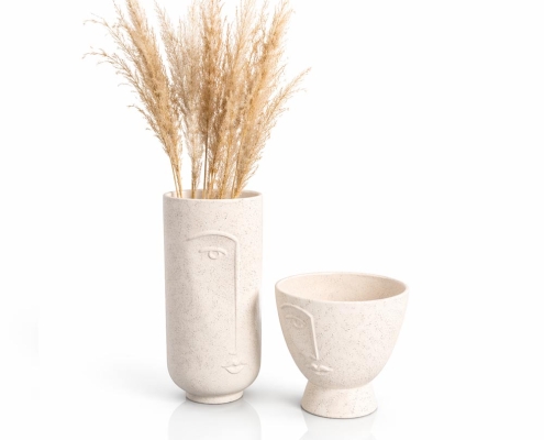 Abstract Face Ceramic Vase Set
