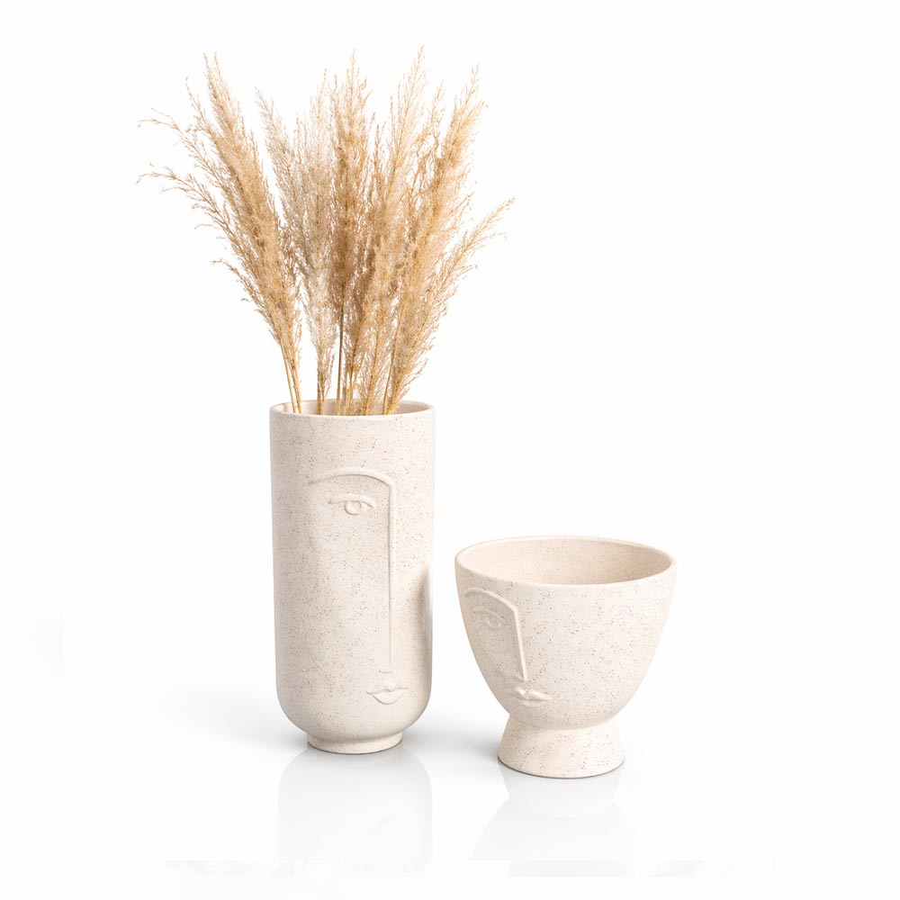 Abstract Face Ceramic Vase Set