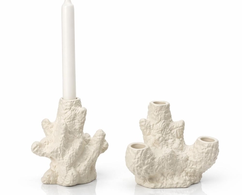 Coral-Inspired Ceramic Candle Holder Set