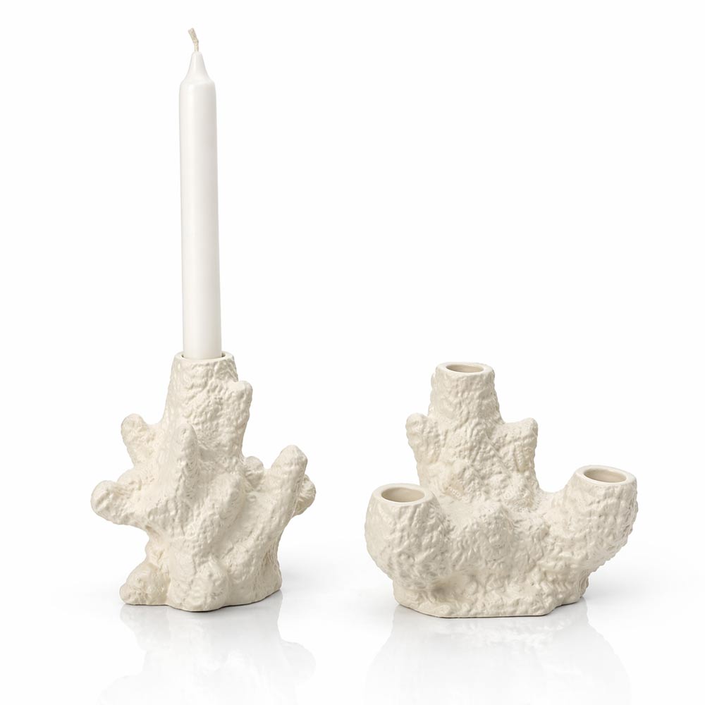 Coral-Inspired Ceramic Candle Holder Set