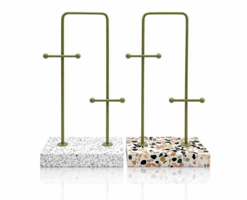 Minimalist Arch Jewelry Display Stand with Terrazzo Base