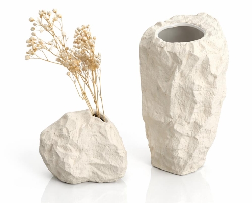 Sculptural Stone Texture Ceramic Vases