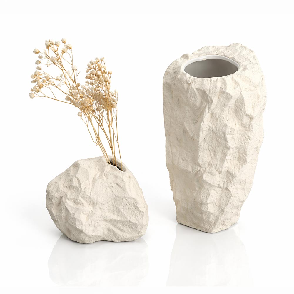 Sculptural Stone Texture Ceramic Vases