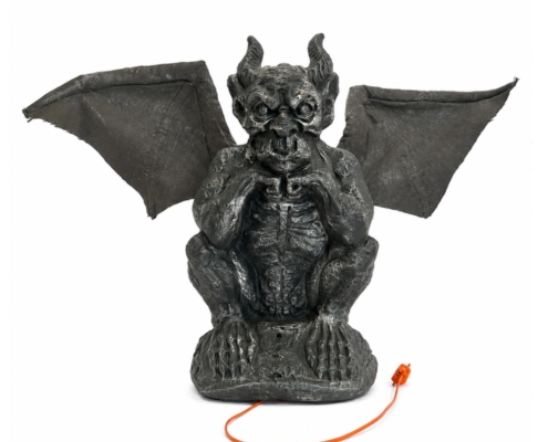 Animated Haunted Gargoyle Bat Halloween Decoration with Light & Sound Effects
