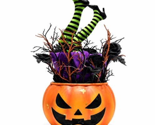 Halloween Animated Witch Legs Pumpkin Decoration