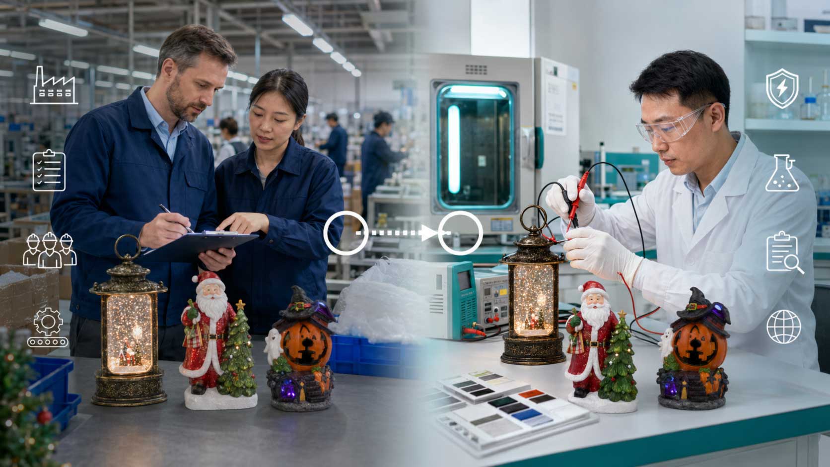 Comparison of factory auditing and product safety testing for holiday decorations