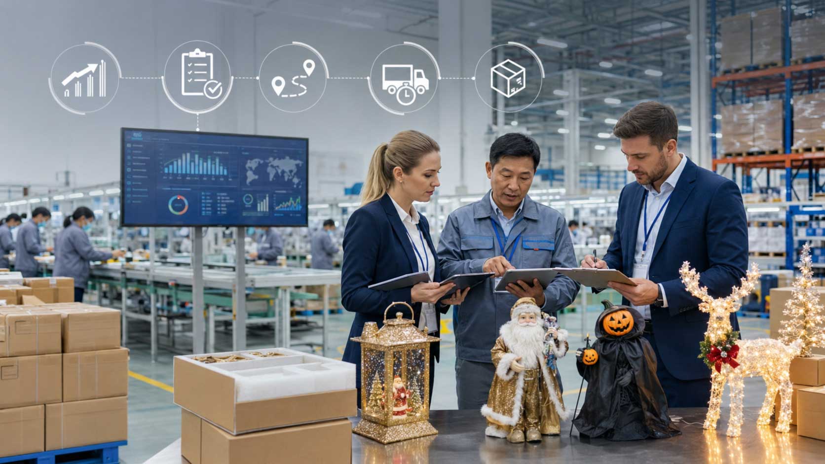 Retail customer factory audit and production capacity assessment at a seasonal decor factory