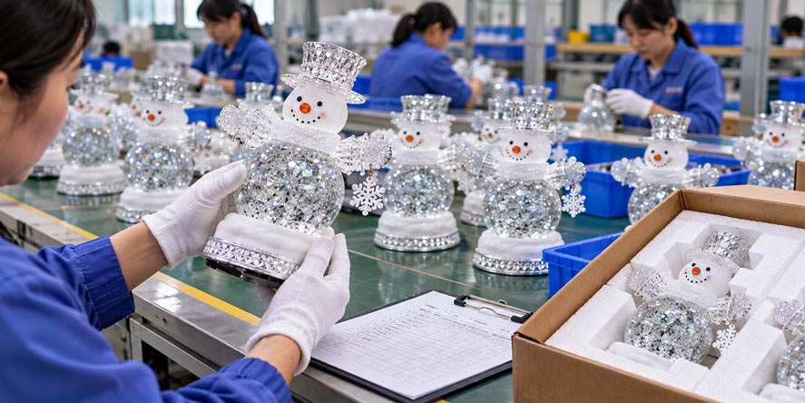 Christmas water lantern quality control inspection
